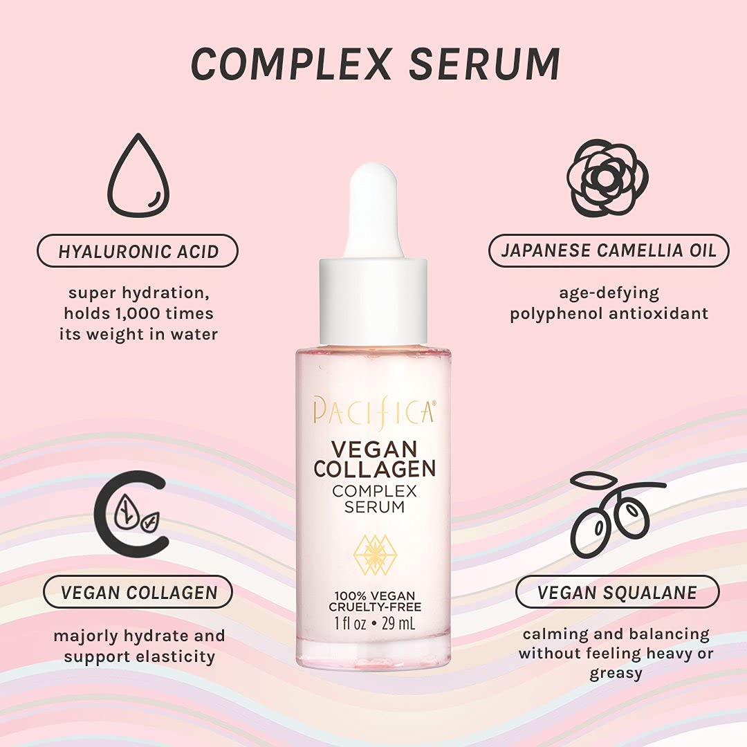 Pacifica Face Serum Vegan Collagen Complex Serum - Hyaluronic Acid Serum for Face