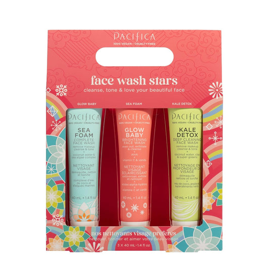 Pacifica Face Wash Set - Preppy Skincare Gift Set Value Kit for Holidays